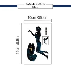 Detailed size chart showing 10x15cm dimensions for fairy silhouette wall decal