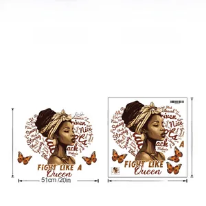 Guide des tailles détaillé pour autocollant textile DIY femme africaine papillon