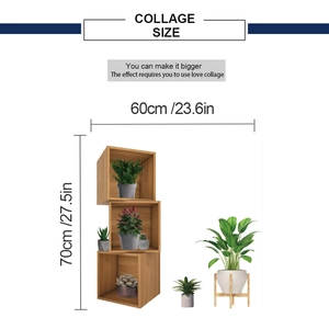 Detailed view of modern wall-mounted wooden plant frames with 60x70cm dimensions