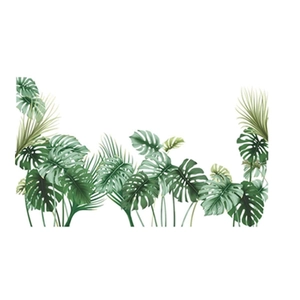 Tropical monstera and palm leaf wall stickers in vibrant green for home decoration