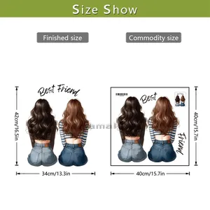 Size guide for Best Friend wall stickers showing 42x34cm finished and 40x40cm sheet layout