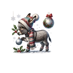Cartoon Christmas donkey wall sticker made of removable PVC for bathroom decoration