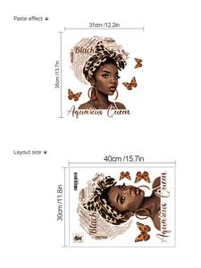 Detail view of Aquarius Queen wall sticker showing layout and pasted effect dimensions