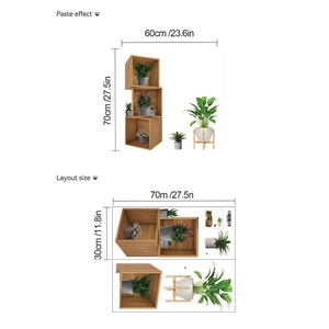 3D potted plants wall stickers with green succulents on white background for home decor