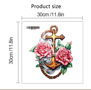 Wandaufkleber mit Blumenanker und Produktmaßen von 30cm x 30cm auf weißem Grund