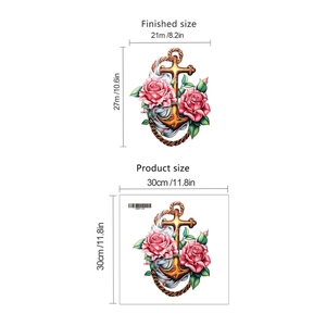 Wandtattoo mit Blumen, Seil, Anker, rosa Rosen und goldenem Schiffsanker Deko