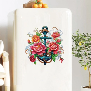 Vintage Anchor Floral Wall Sticker PVC Self-Adhesive Plant Flower Wall Decal For Living Room Bedroom Kitchen Home Decor Art