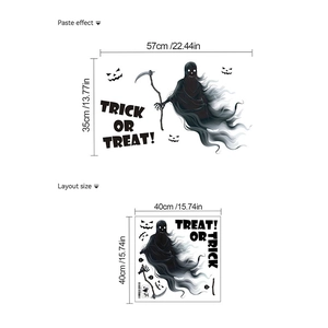 Detail of Halloween Grim Reaper wall sticker with pumpkins and Trick or Treat text