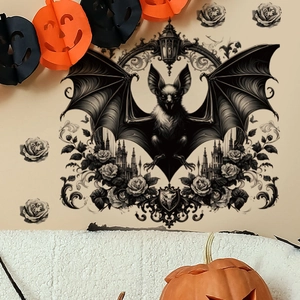 Adesivi murali Halloween gotici con pipistrelli e castello per decorazione d'interni