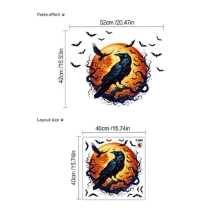Detail showing the layout and paste effect of Halloween crow wall stickers and bats