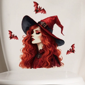 Halloween witch and red bats wall decal sticker for living room bedroom decor