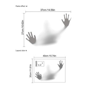 Ghost handprint Halloween wall sticker in PVC with 40x30cm layout and 37x27cm paste effect