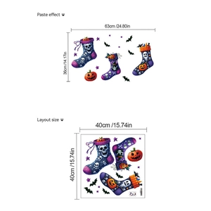 Halloween wall sticker set featuring pumpkins and bat socks for living room decor