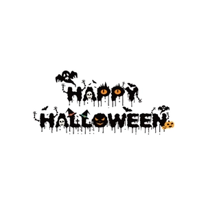 Stickers muraux Halloween en PVC avec lettrage Happy Halloween et motif de citrouille