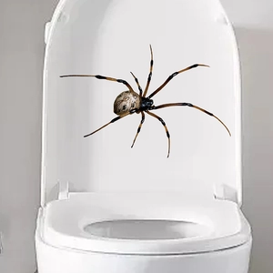 Realistischer 3D-Spinnenaufkleber auf Toilettendeckel für Halloween-Badezimmerdekoration