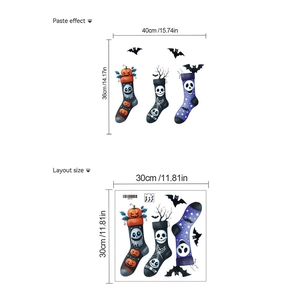 Detail of Halloween stockings wall decals showing paste effect and layout size dimensions