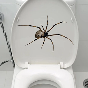 Realistischer 3D Spinne Toilettendeckel Aufkleber für Halloween Badezimmer Dekoration