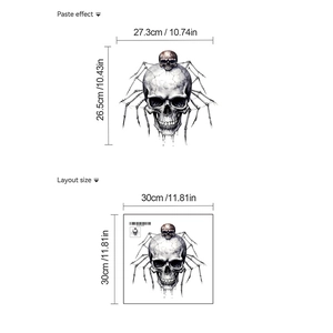Halloween skull toilet sticker with spider legs, waterproof PVC decal, 30x30cm size