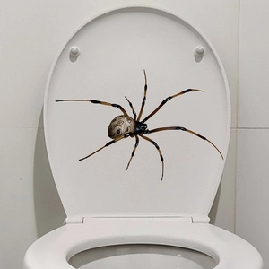 Realistischer 3D Spinne Toilettendeckel Aufkleber mit braunem Muster für Halloween Deko
