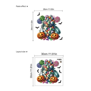 Detailed Halloween toilet sticker layout showing size and colorful spooky candy paste effect