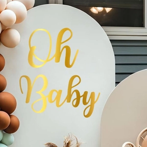 Golden Oh Baby mirror sticker for baby shower arch backdrop decoration and party setup