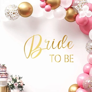 Elegant Bride To Be balloon arch kit with pink, gold, and confetti latex balloons set