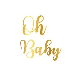 Golden Oh Baby party sign in elegant script for baby shower arch and wall decoration