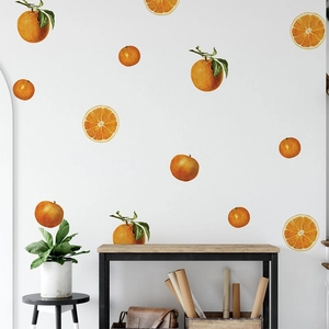Modern Minimalist Orange Fruit PVC Wall Stickers Waterproof Self Adhesive Decals For Kitchen Living Room Refrigerator Background Decor