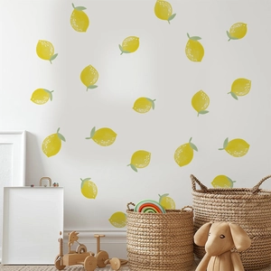 Watercolor Lemon Wall Stickers For Kids Nursery Bedroom Waterproof PVC Decorative Peel And Stick Fruit Patterns For Home Wall Decor