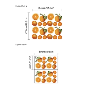 Self-adhesive orange fruit wall decals for kitchen and bedroom home decor stickers