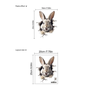 3D cute rabbit wall sticker for bedroom decor with realistic layout and paste effect