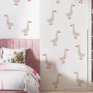 Cartoon Goose Wall Stickers PVC Waterproof Removable Wall Decals For Kids Room Bedroom Living Room Home Decoration