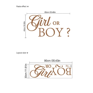 Girl or Boy gender reveal wall sticker with layouts in 85x43cm and 90x30cm sizes