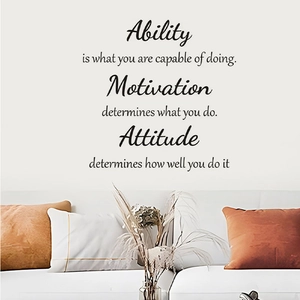 Inspirational Ability Motivation Attitude wall sticker in black lettering for living room
