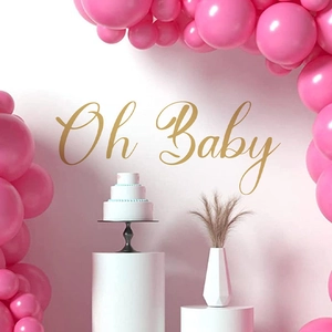 Gold Oh Baby Wall Stickers Mirror PVC Art Mural For Baby Shower Birthday Party Nursery Bedroom Decoration Removable Wall Decal