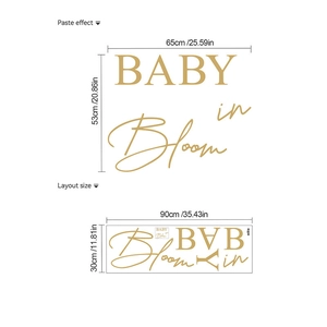 Adesivo murale dorato Baby in Bloom per feste con effetto applicazione 65x53cm