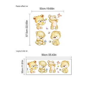 Détails des dimensions de mise en page et de l'effet d'autocollants muraux ours