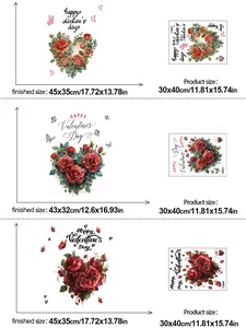 Guide des tailles pour stickers muraux roses de Saint-Valentin avec dimensions finales