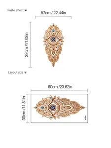 Tableau des tailles détaillé pour sticker mural Mandala avec dimensions de pose