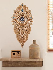 Sticker mural mandala œil protecteur détaillé avec motifs complexes et accents bleus