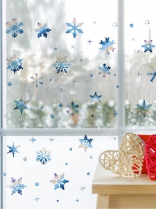 Autocollants de fenêtre flocon de neige irisés avec effets holographiques et étoiles