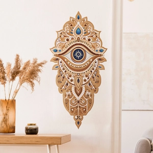 Sticker mural Mandala Main de Fatma avec œil protecteur pour décoration d'intérieur