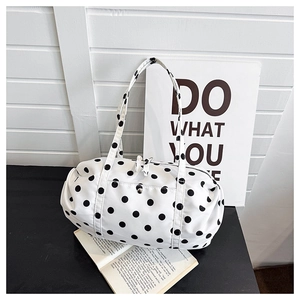 Sac fourre-tout léger à pois noirs avec doubles anses et petite poche à boucle