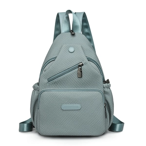 Sac de poitrine polyvalent en toile sarcelle pour femme à grande capacité et tissu texturé