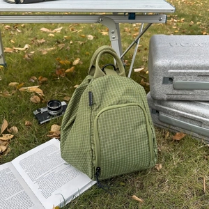 Sac fourre-tout en toile à carreaux verts pour loisirs extérieurs avec poignée supérieure