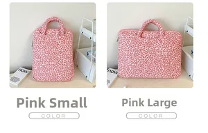 Detailed comparison of pink leopard print laptop bags in small and large sizes