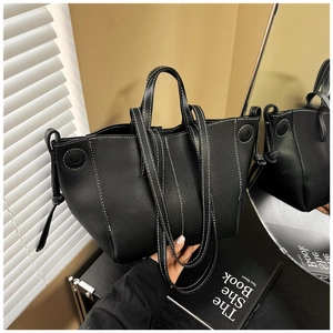 Women's Fashion PU Pebbled Leather Tote Bag Contrast Stitching Large Capacity Shoulder Underarm Bag Daily Commuting Handbag