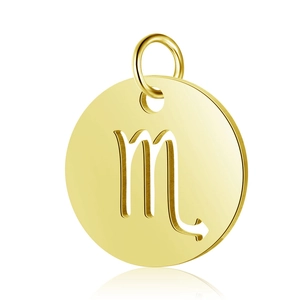 Polished gold stainless steel Scorpio zodiac charm with cutout mirror finish design