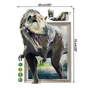 3D T-Rex wall sticker for kids rooms in 50x70cm size with realistic wall breaking effect