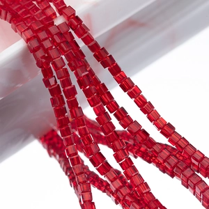 Rote 2mm facettierte Kristallwürfel-Perlen für DIY-Halsketten und Armband-Schmuckherstellung